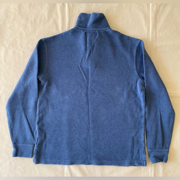 Polo by Ralph Lauren Blue Quarter Zip Sweater Red Logo 100% Cotton Mens Small - Picture 2 of 4